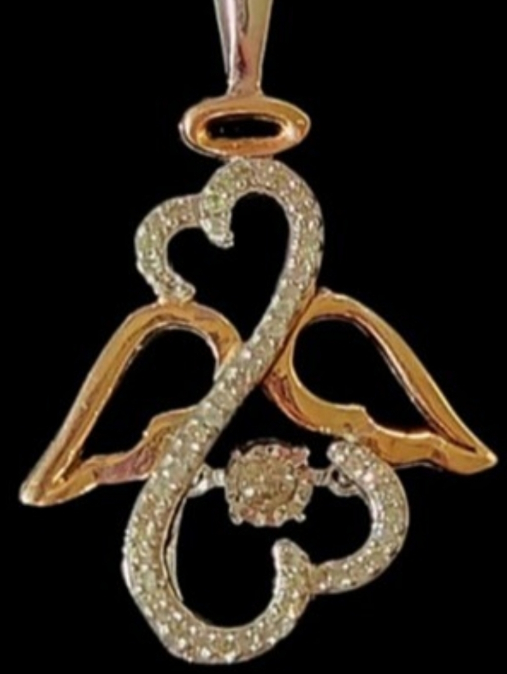 ❤KAY JEWELERS 925 SILVER 10K ROSE GOLD DIAMONDS IN RHYTHM ANGEL NECKLACE - Picture 2 of 3